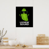 Kijk naar Gourd Funny Cool Veggie Pun Dark BG Poster (Keuken)