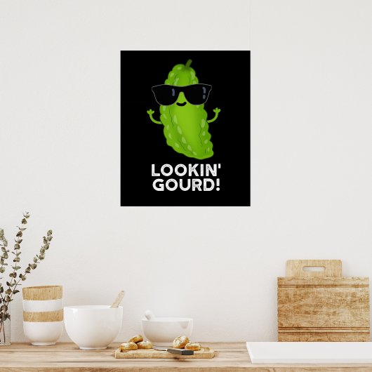 Kijk naar Gourd Funny Cool Veggie Pun Dark BG Poster (Keuken)