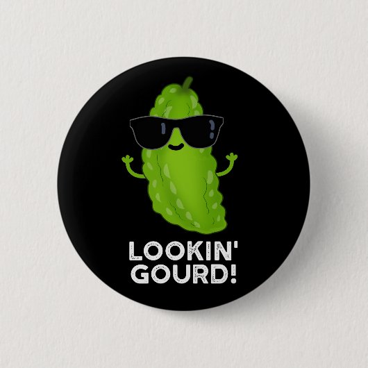 Kijk naar Gourd Funny Cool Veggie Pun Dark BG Ronde Button 5,7 Cm (Voorkant)