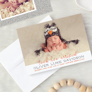 Kijk naar Hoo Gebouwd Oranje Owl Baby Foto Herfst  Aankondiging