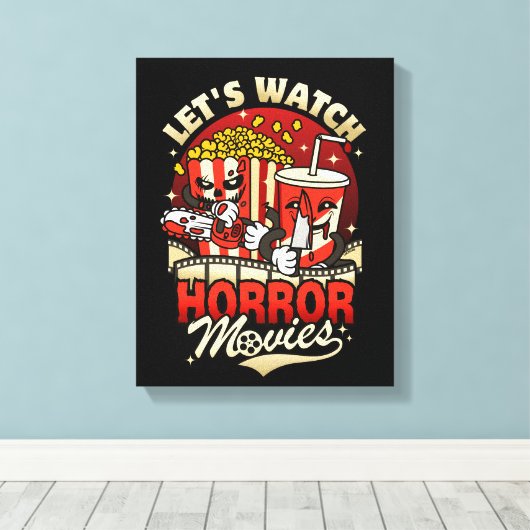 Kijk naar horrorfilms - Collations Canvas Afdruk (Insitu (Houten vloer))