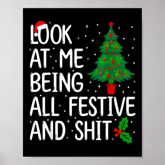 Kijk naar mij als feestelijk en een kerstfeest poster (Voorkant)