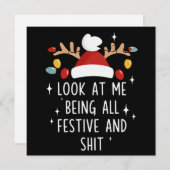 Kijk naar mij die helemaal in de feeststemming is feestdagenkaart (Voorkant / Achterkant)