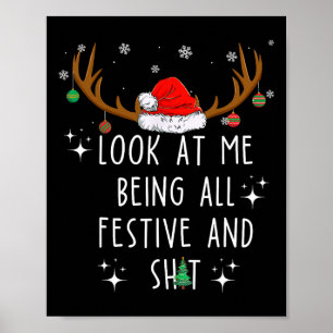 Kijk naar mij, helemaal vrolijk en grappig Kerstmi Poster