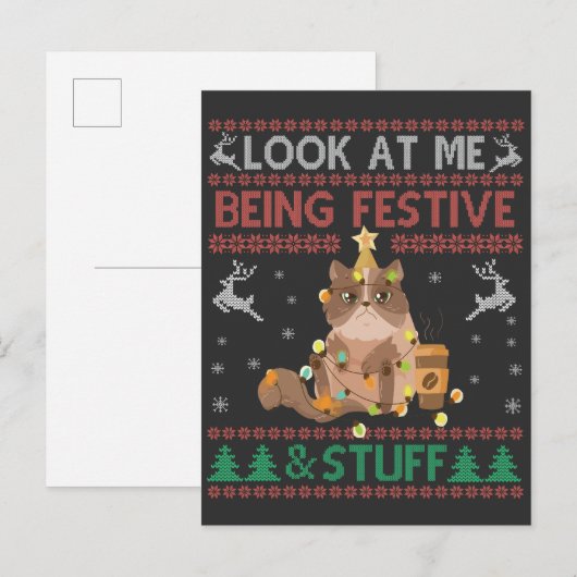 Kijk naar mij, ik ben feestelijk & zo, lelijke ker aankondigingskaart (Voorkant / Achterkant)