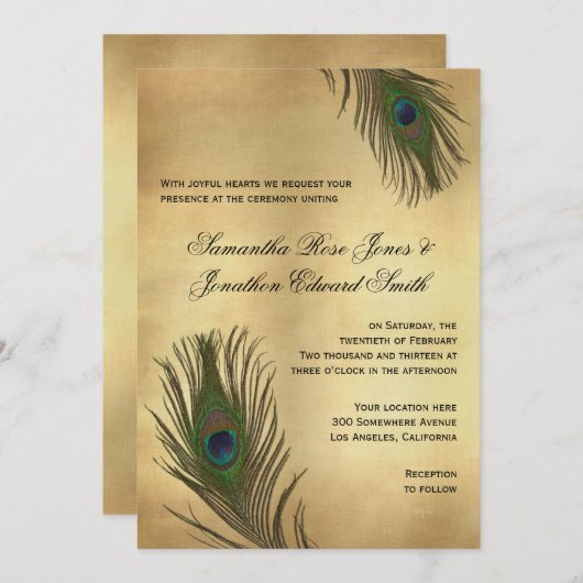  Kijk naar Peacock Feathers Weddenschap Kaart (Voorkant / Achterkant)