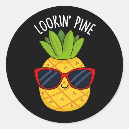 Kijk naar Pine Funny Pineapple Pun Dark BG Ronde Sticker (Voorkant)