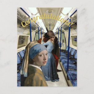 Kijk niet Meisje met parel oorbel Gefeliciteerd Briefkaart