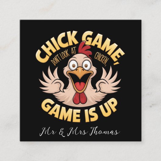 Kijk niet naar de Chicken The Funny Game Vierkante Visitekaartje (Voorkant)