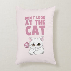 Kijk niet naar de kat - grappige witte kat accent kussen