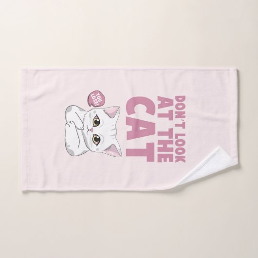 Kijk niet naar de kat - grappige witte kat bad handdoek (Handdoek)