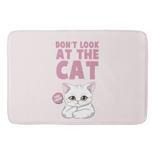 Kijk niet naar de kat - grappige witte kat badmat (Voorkant)