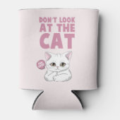 Kijk niet naar de kat - grappige witte kat blikjeskoeler (Voorkant)