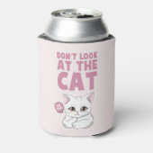 Kijk niet naar de kat - grappige witte kat blikjeskoeler (Blikje Achterkant)