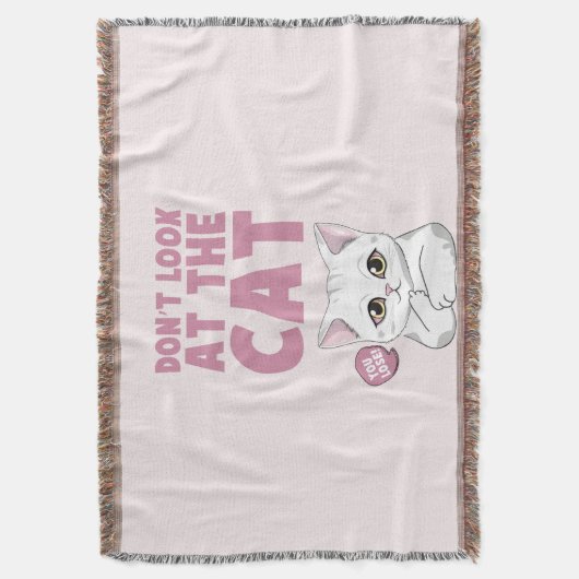 Kijk niet naar de kat - grappige witte kat deken (Voorkant Verticaal)