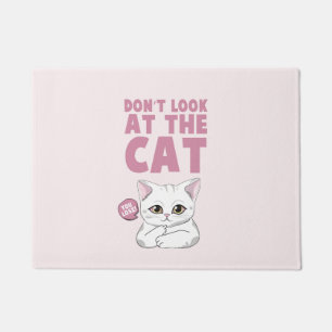 Kijk niet naar de kat - grappige witte kat deurmat