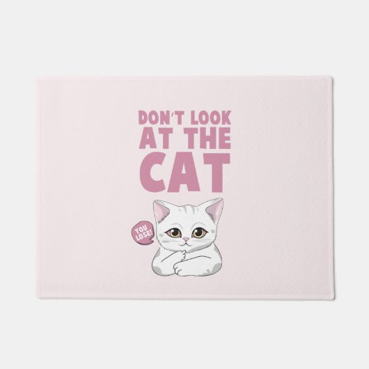 Kijk niet naar de kat - grappige witte kat deurmat (Voorkant)