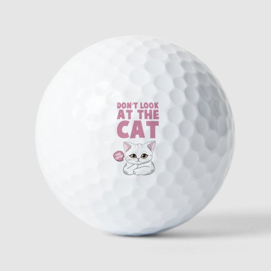 Kijk niet naar de kat - grappige witte kat golfballen (Voorkant)