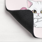Kijk niet naar de kat - grappige witte kat muismat (Hoek)