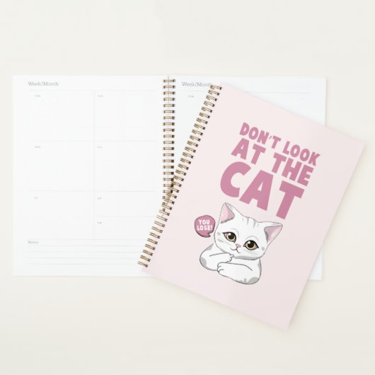 Kijk niet naar de kat - grappige witte kat planner (Display)