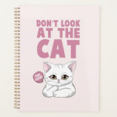 Kijk niet naar de kat - grappige witte kat planner (Voorkant)