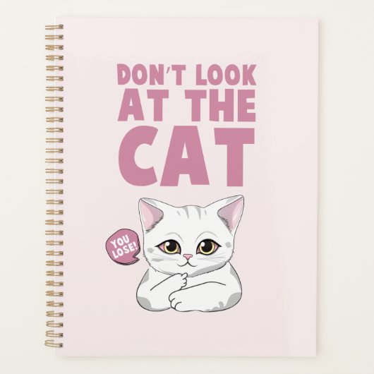 Kijk niet naar de kat - grappige witte kat planner (Voorkant)