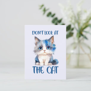 Kijk niet naar de kat - Schattige blauwachtige kit Briefkaart
