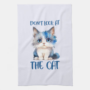 Kijk niet naar de kat - Schattige blauwachtige kit Theedoek