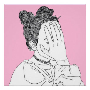 Kijk niet naar me esthetische pigtail Girl. Poster