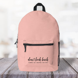 Kijk niet terug | Modern Uplifting Peachy Pink Bedrukte Rugzak