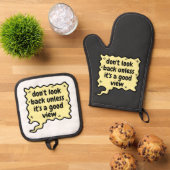 Kijk niet terug tenzij het een goed uitzicht is ovenwant & pannenlap set (Top down)