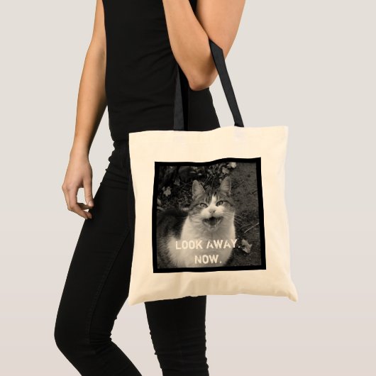 "Kijk Nu Weg" Boze Kat Boodschappentas Tote Bag (Voorkant (product))