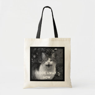 "Kijk nu weg" Crabby Cat Canvas tas