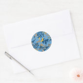 Kijk, omhoog in de lucht in blauw ronde sticker (Envelop)