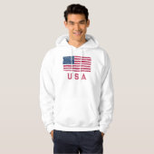  kijk op Amerikaanse vlag (rode tekst) Hoodie (Voorkant volledig)
