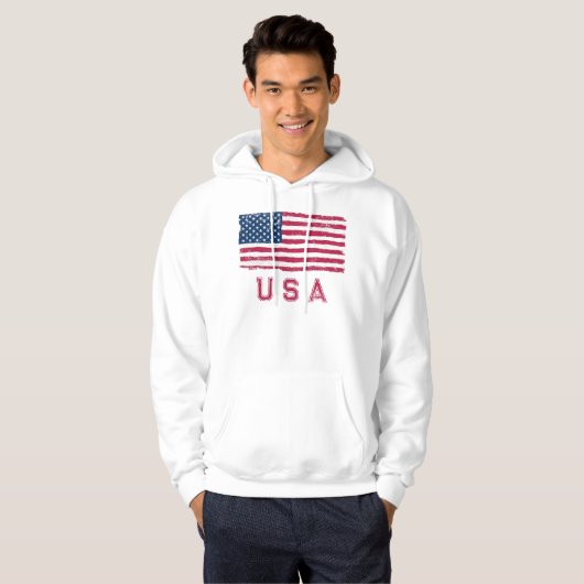  kijk op Amerikaanse vlag (rode tekst) Hoodie (Voorkant volledig)