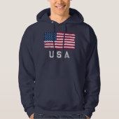  kijk op Amerikaanse vlag (White Text) Hoodie (Voorkant)