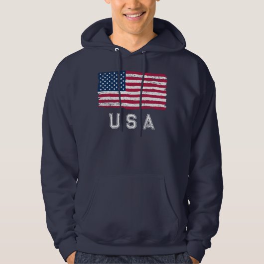  kijk op Amerikaanse vlag (White Text) Hoodie (Voorkant)