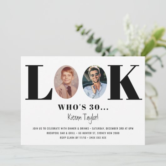  kijk op de uitnodiging van de Birthday Foto (Staand voorkant)