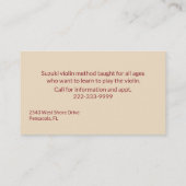 kijk op Violin Teacher Visitekaartje (Achterkant)