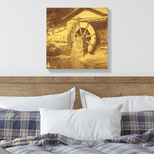  kijk op waterwiel Duck Pond Canvas Afdruk (Insitu (Slaapkamer))