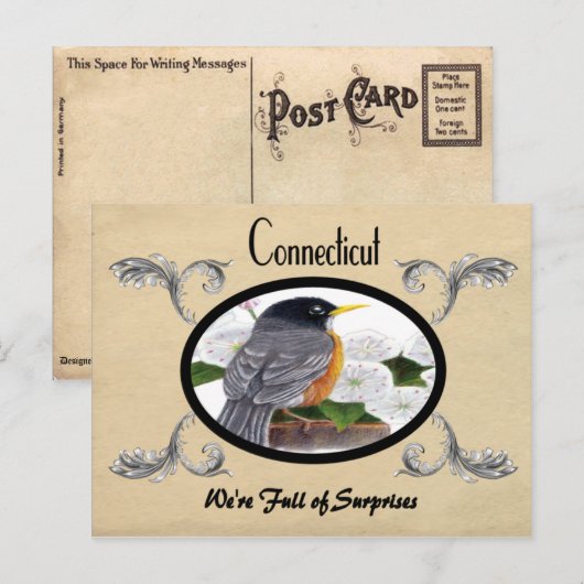  kijk Oude Briefkaart Connecticut (Voorkant / Achterkant)