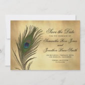 kijk Peacock Veer Elegant sparen de Datum Save The Date (Voorkant)