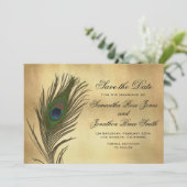 kijk Peacock Veer Elegant sparen de Datum Save The Date (Staand voorkant)