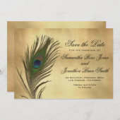 kijk Peacock Veer Elegant sparen de Datum Save The Date (Voorkant / Achterkant)