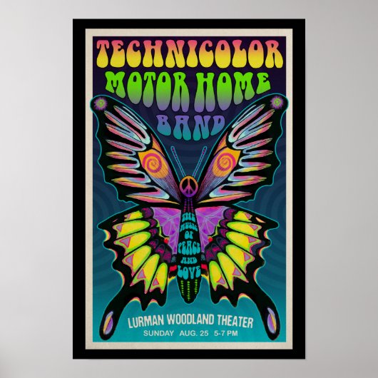  kijk Psychedelische Butterfly TMH concert Poster (Voorkant)