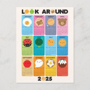 Kijk rond Kawaii 2025 Kalender Briefkaart