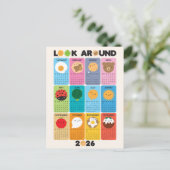 Kijk rond Kawaii 2026 Kalender Briefkaart (Staand voorkant)