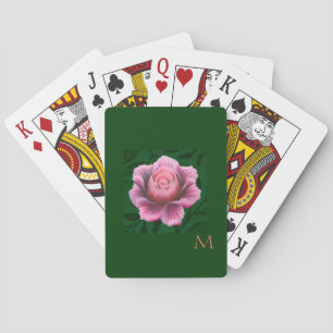 -Kijk Roze Floral Groene Achtergrond Pokerkaarten