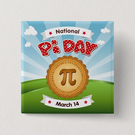 Kijk scherp op Pi Day Vierkante Button 5,1 Cm (Voorkant)